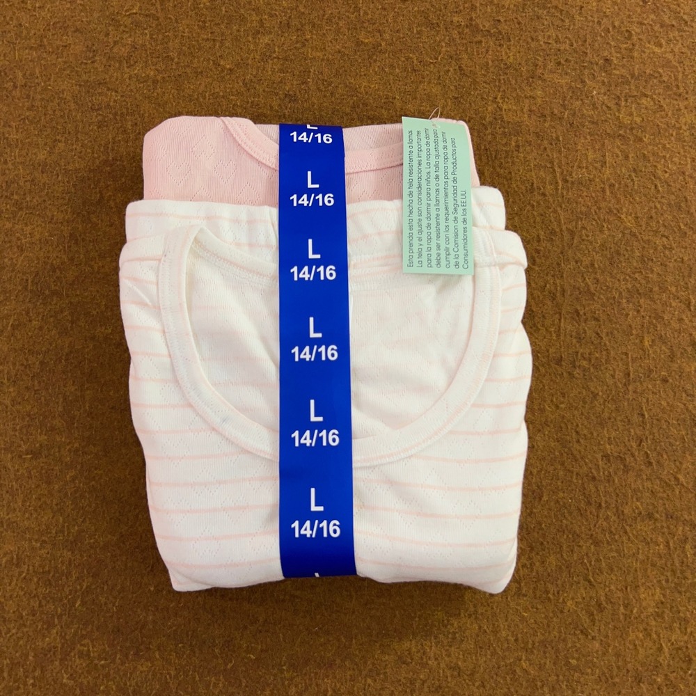 Splendid Girls L 14/16 Pink White Striped Pointelle 4PC Pajama Sleep Set NWT